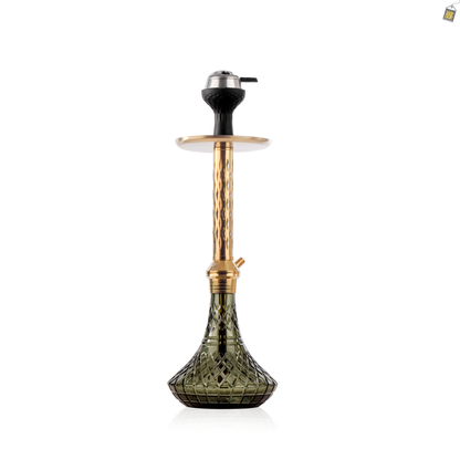 Alexander DIMD Hookah with Bag - Gold Stem / Emerald Green Base