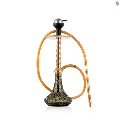 Alexander DIMD Hookah with Bag - Gold Stem / Emerald Green Base