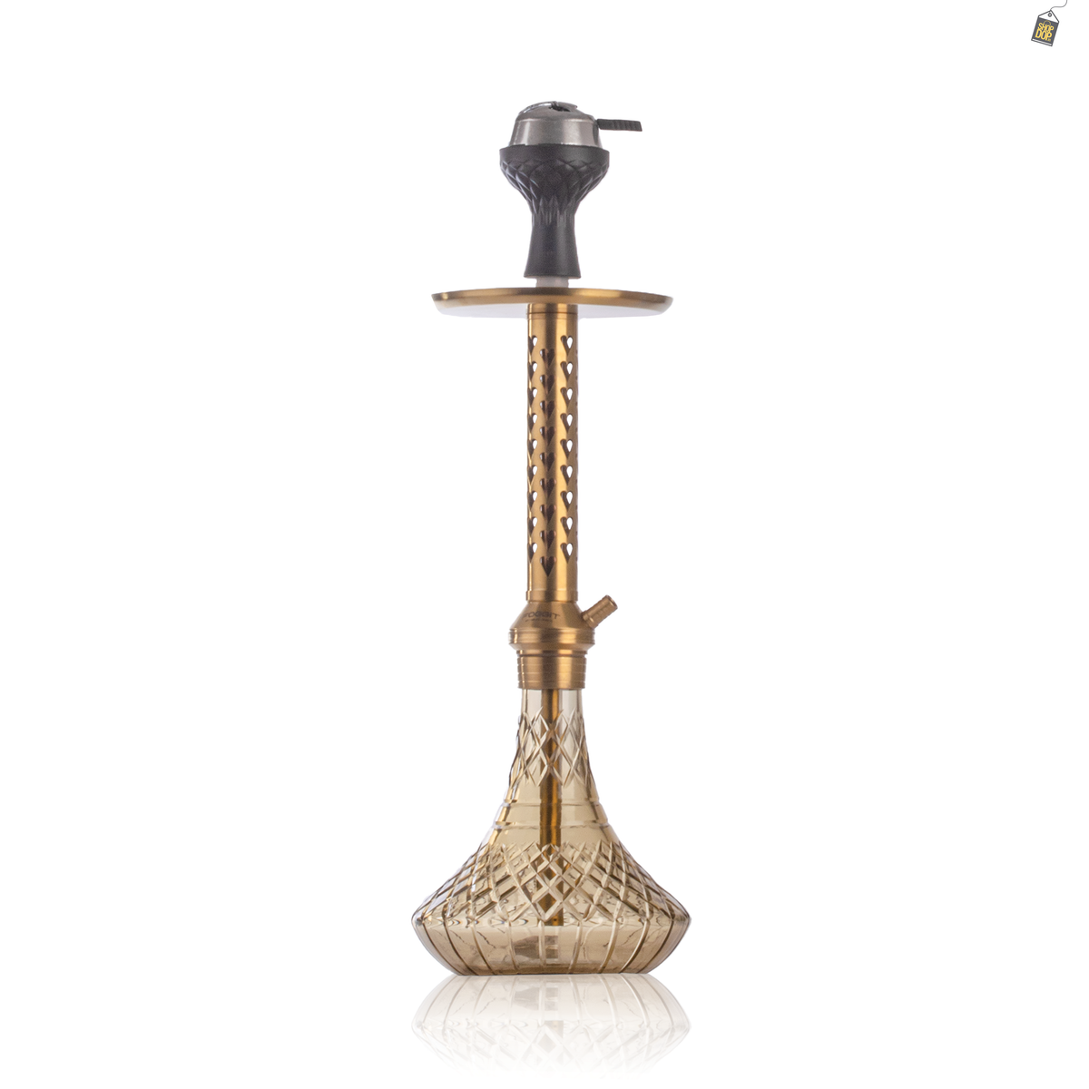 Alexander HRT Hookah with Bag - Grey Base / Gold Stem