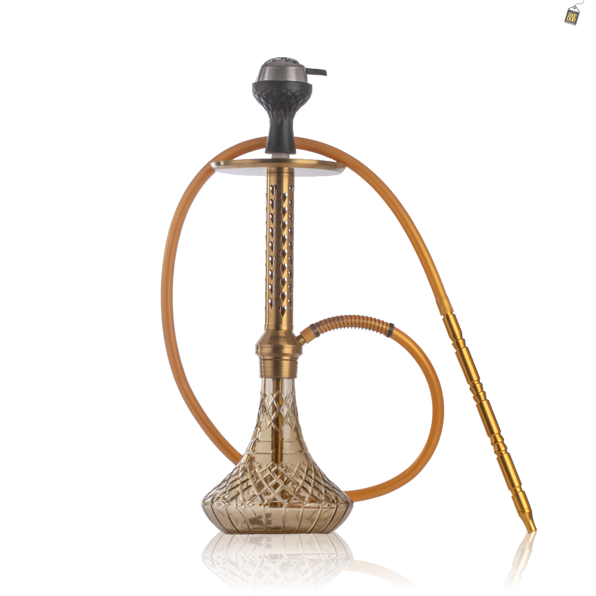 Alexander HRT Hookah with Bag - Grey Base / Gold Stem