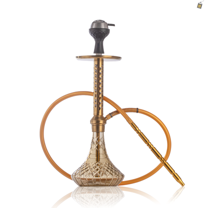 Alexander HRT Hookah with Bag - Grey Base / Gold Stem