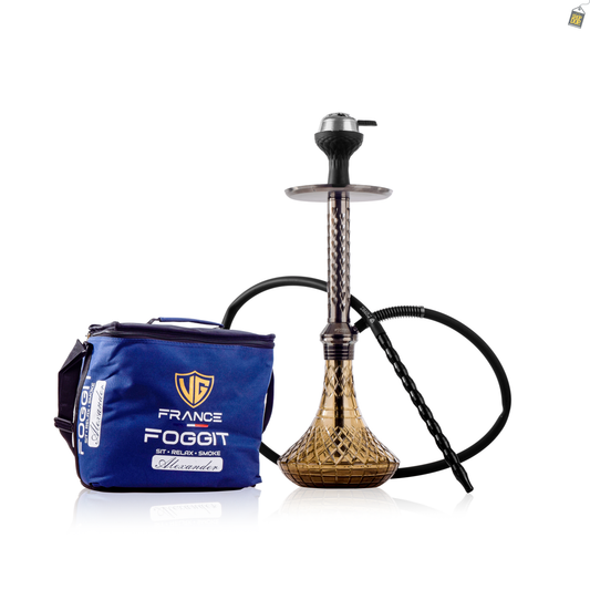 Alexander HRT Hookah with Bag - Gun Metal Stem / Grey Base