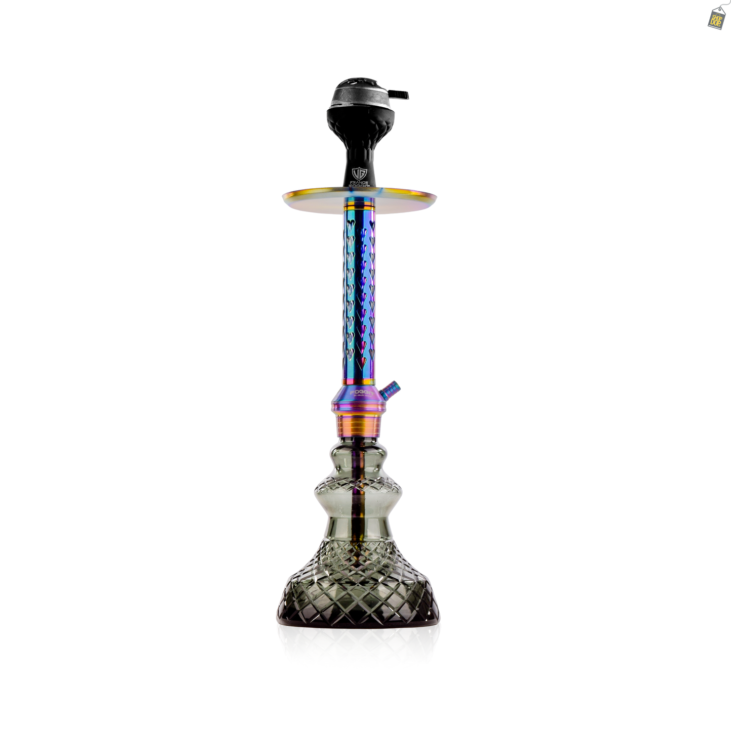 Alexander HRT Hookah with Bag - Rainbow Stem / Carafe Emerald Green Base