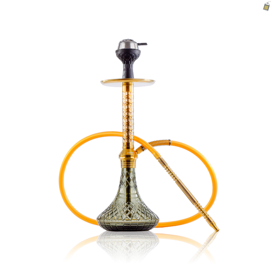 Alexander JLS Hookah with Bag - Gold Stem / Emerald Green Base