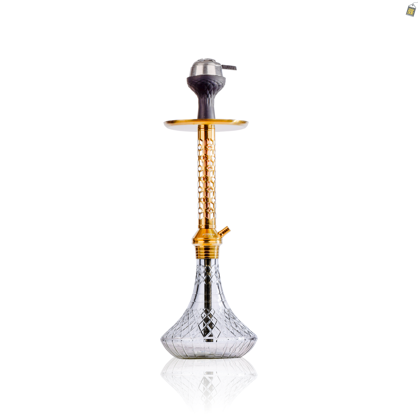 Alexander JLS Hookah with Bag - Gold Stem / Transparent Base