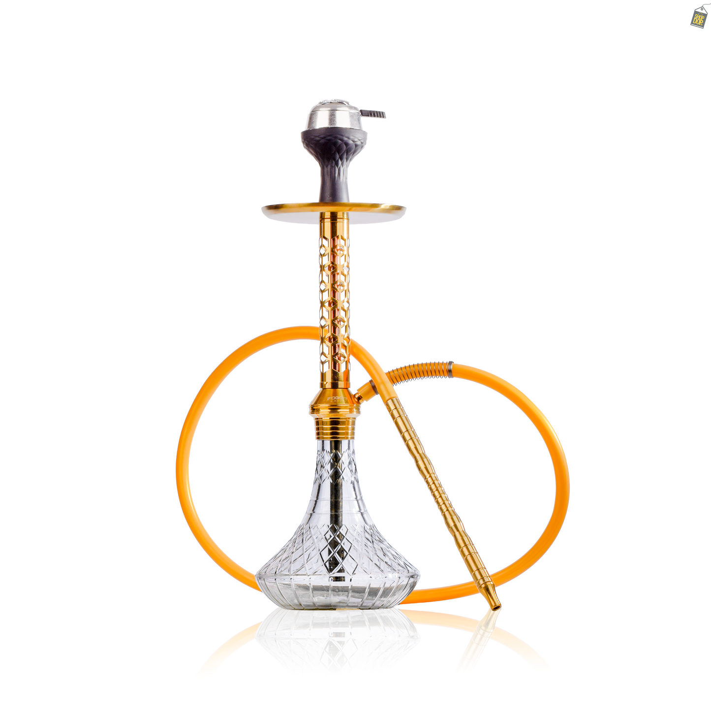 Alexander JLS Hookah with Bag - Gold Stem / Transparent Base