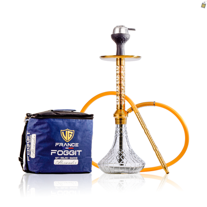 Alexander JLS Hookah with Bag - Gold Stem / Transparent Base
