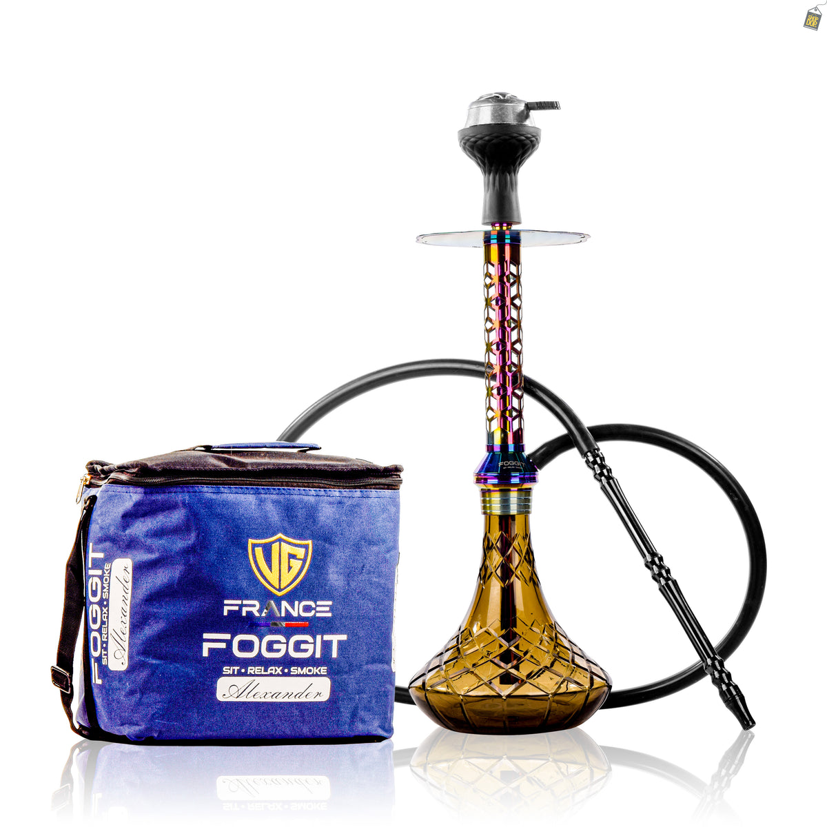 Alexander JLS Hookah with Bag - Grey Base / Rainbow stem