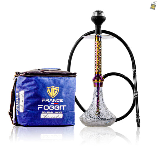 Alexander JLS Hookah with Bag - Rainbow Stem / Transparent Base