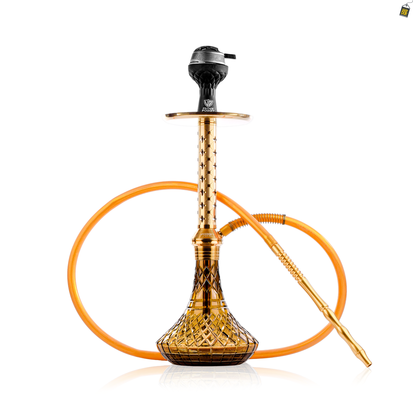 Alexander Star Hookah with Bag - Gold Stem / Bronze Base
