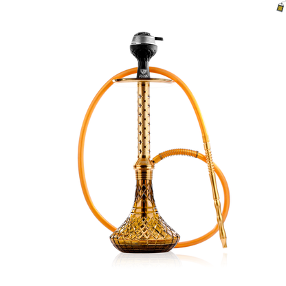 Alexander Star Hookah with Bag - Gold Stem / Bronze Base