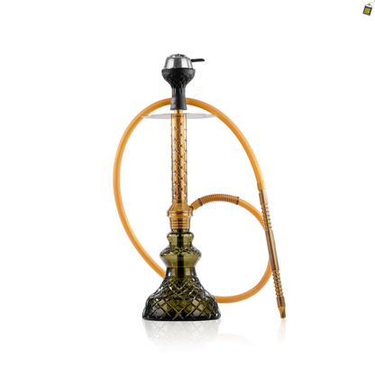 Alexander Star Hookah with Bag - Gold Stem / Emerald Green Carafe Base