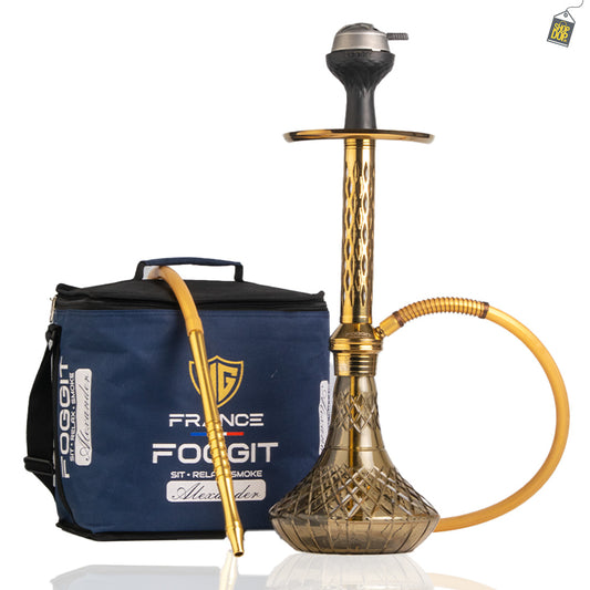 Alexander DIMD Hookah with Bag - Grey Base / Gold Stem