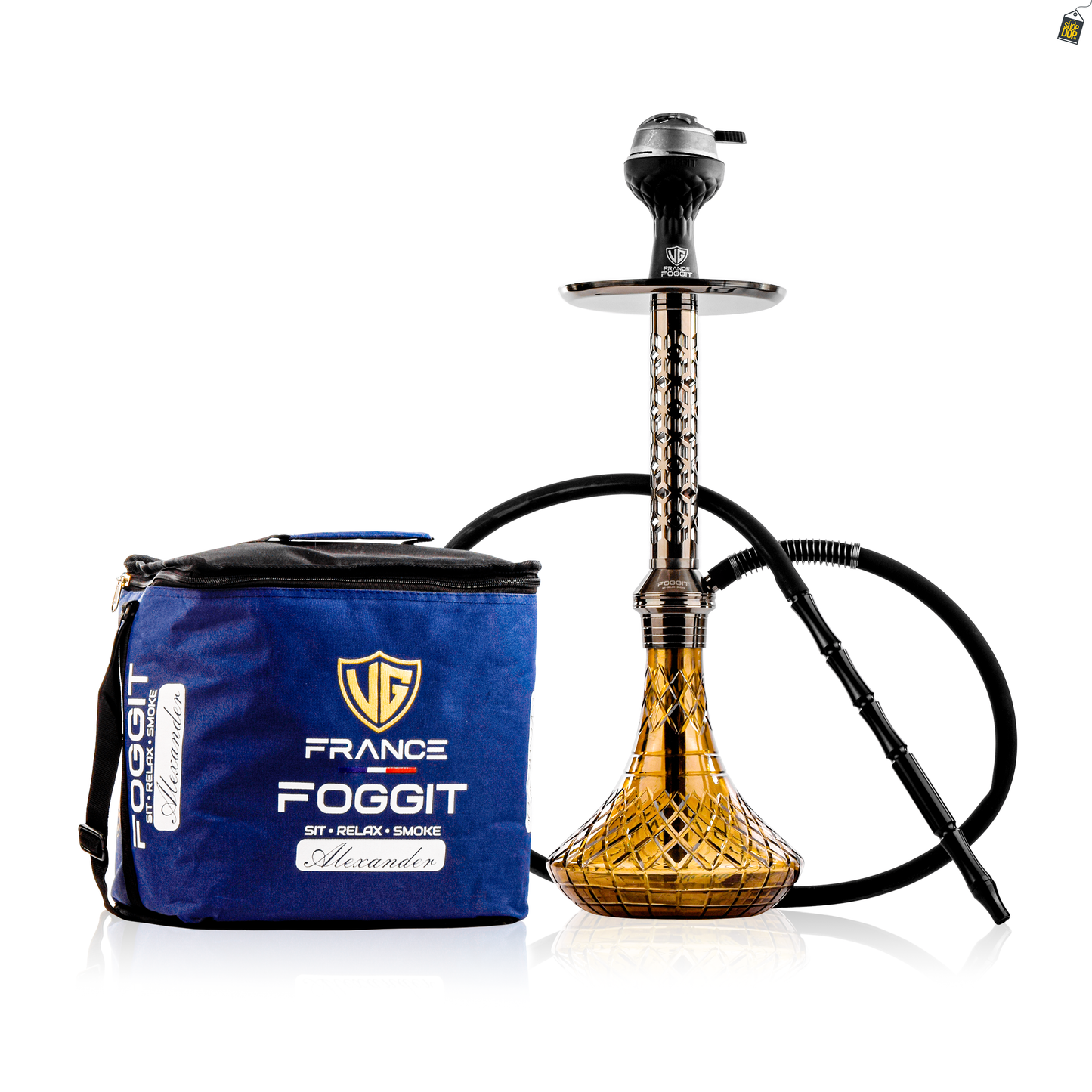 Alexander JLS Hookah with Bag - Gun Metal / Bronze Base