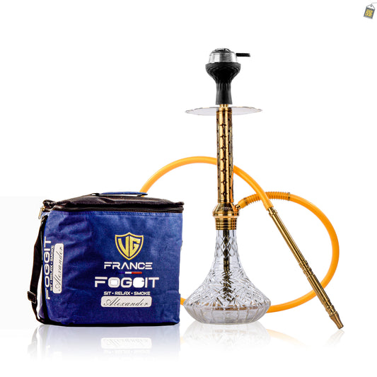 Alexander Star Hookah with Bag - Gold Stem / Transparent Base