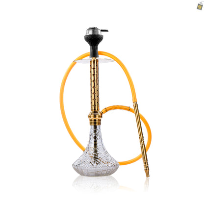 Alexander Star Hookah with Bag - Gold Stem / Transparent Base
