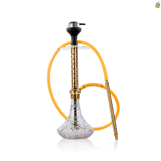 Alexander Star Hookah with Bag - Gold Stem / Transparent Base