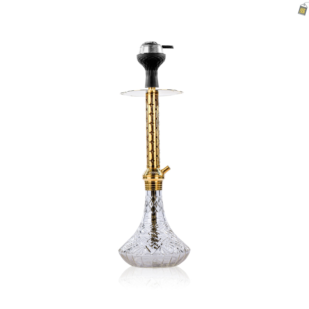 Alexander Star Hookah with Bag - Gold Stem / Transparent Base