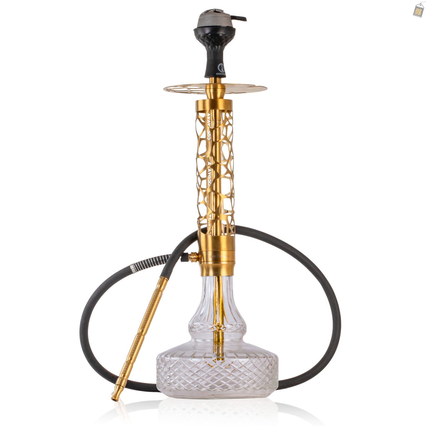 COCOYAYA Almavi Hookah (Ferro Series) - Gold Stem / Transparent Base