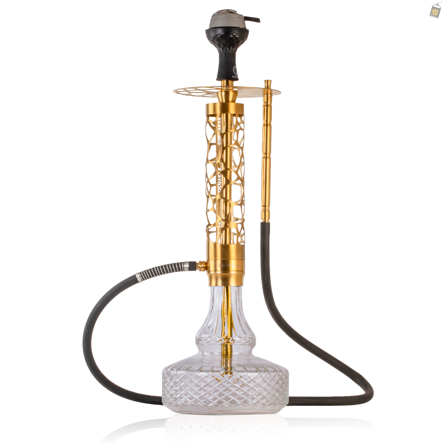 COCOYAYA Almavi Hookah (Ferro Series) - Gold Stem / Transparent Base