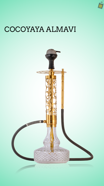 COCOYAYA Almavi Hookah (Ferro Series) - Gold Stem / Transparent Base