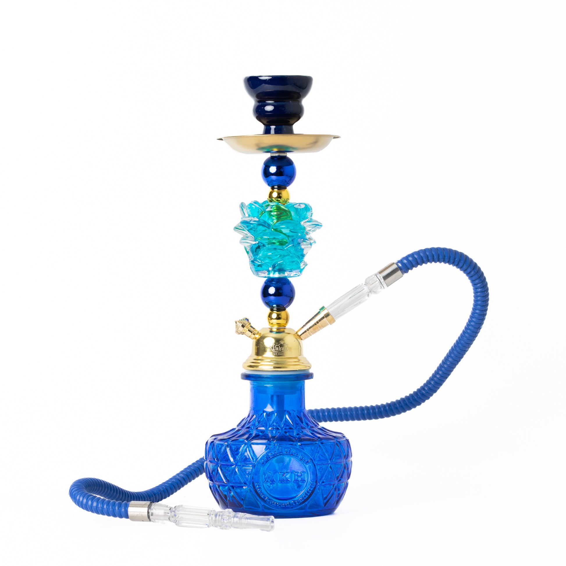 Blue 2 Hose Hookah Set Accessories Mini Pumpkin Glass Base Hookah