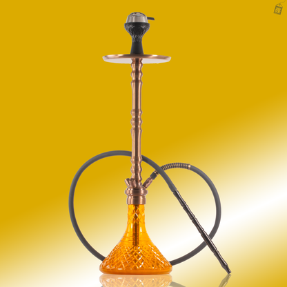 Sultan Arthur Hookah with 2 Bags - Bronze Stem / Amber Base