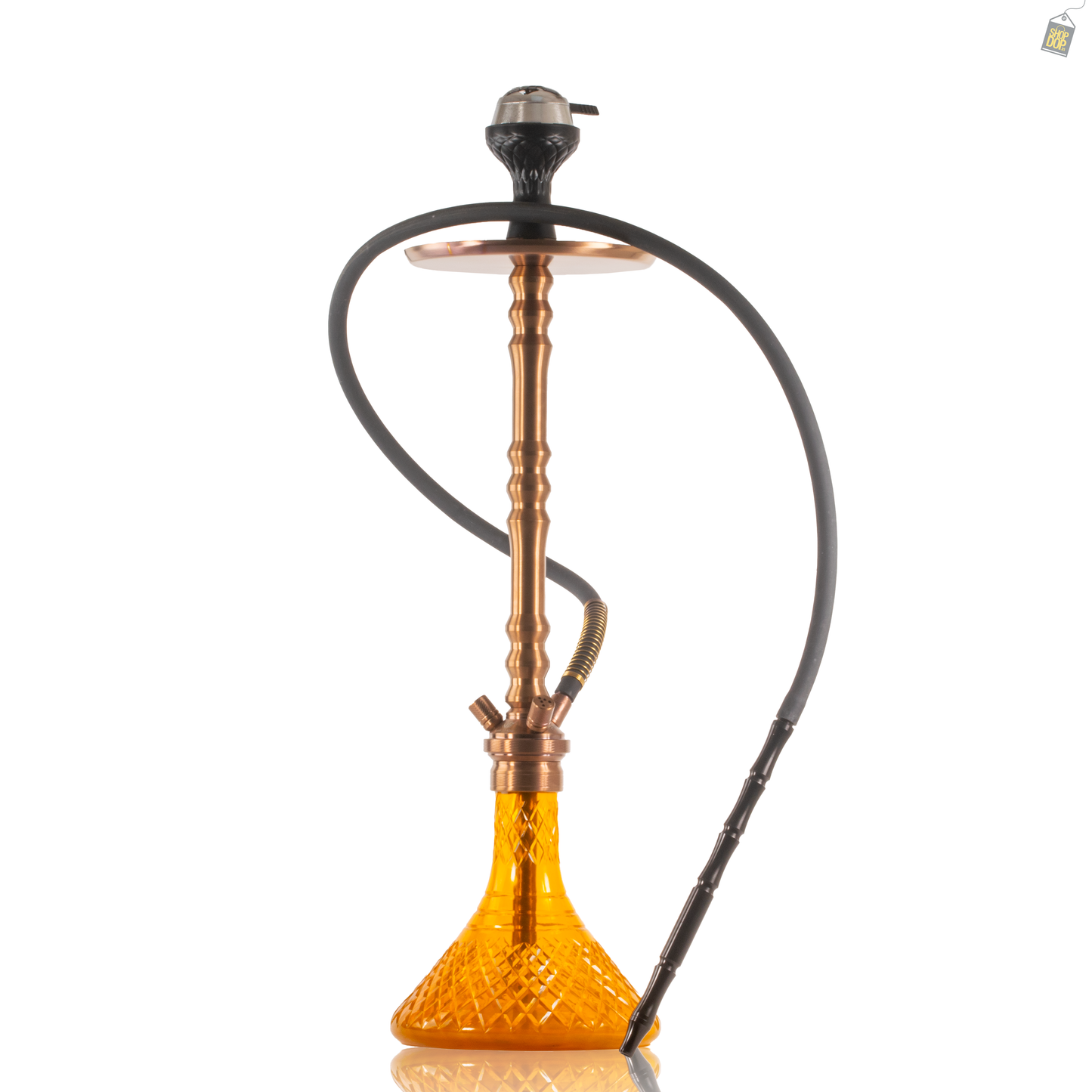 Sultan Arthur Hookah with 2 Bags - Bronze Stem / Amber Base