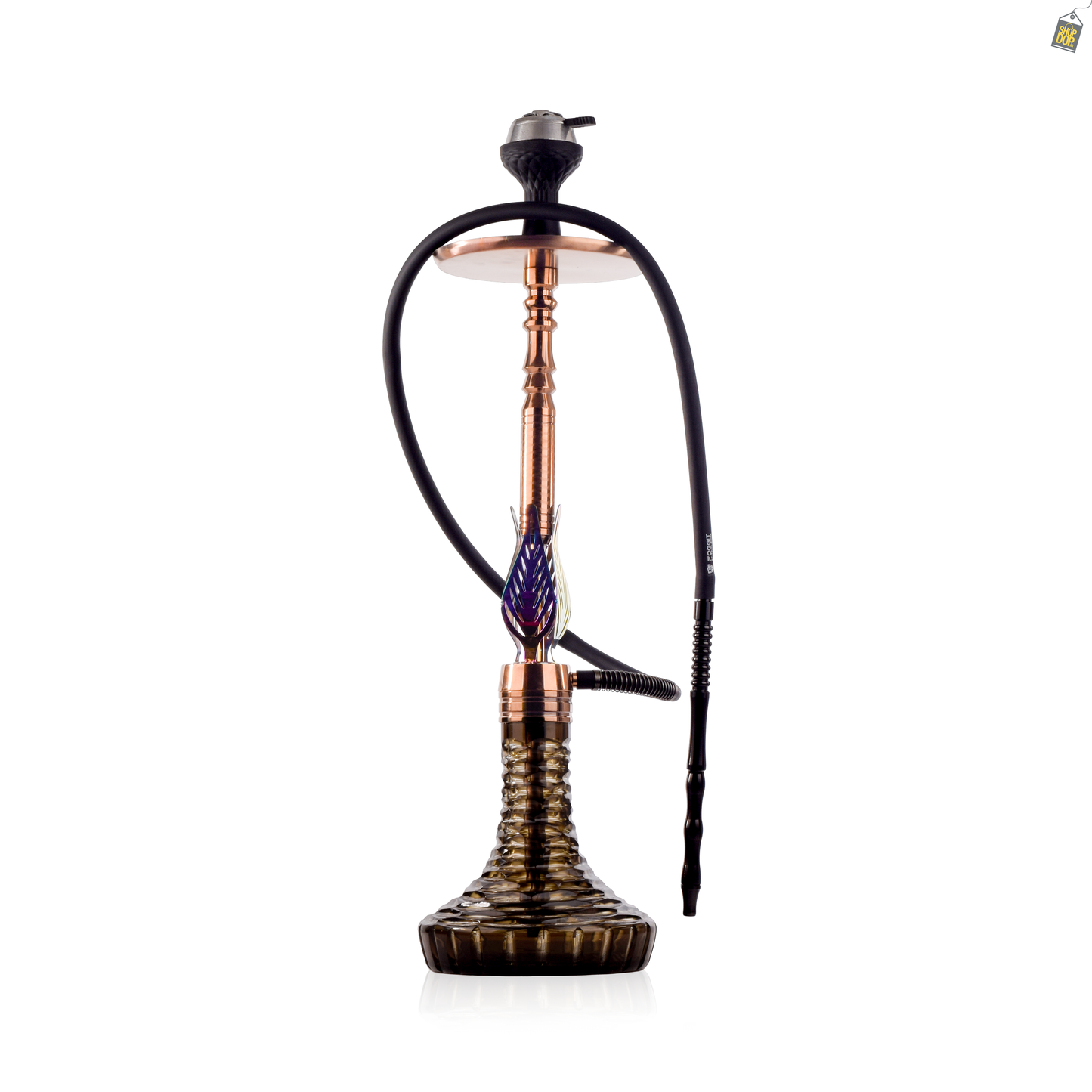 Animal Hookah with 2 Bags - Bronze Stem / Emerald Green Base