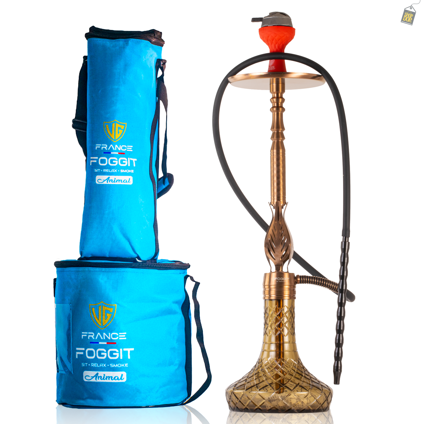 Animal Hookah with 2 Bags - Bronze Stem / Grey Base