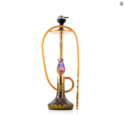 Animal Hookah with 2 Bags - Golden Stem / Emerald Green Base