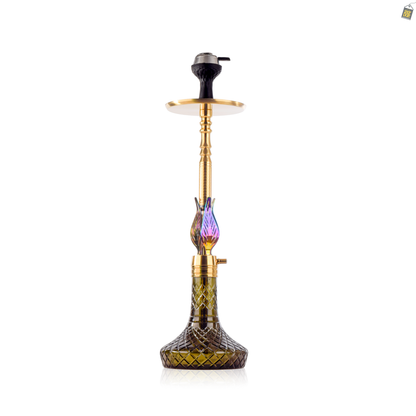 Animal Hookah with 2 Bags - Golden Stem / Emerald Green Base
