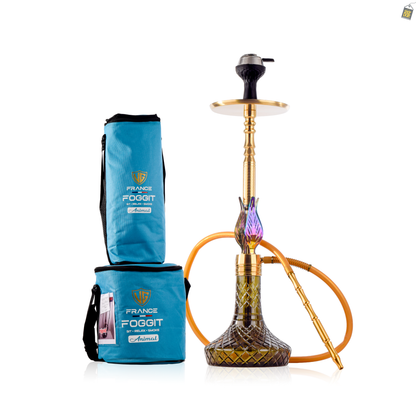 Animal Hookah with 2 Bags - Golden Stem / Emerald Green Base