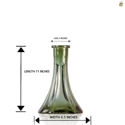 Arc Hookah Glass Replacement Base - Emerald Green