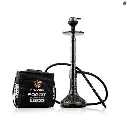 Attack Hookah with Bag - Gun Metal Stem / Emerald Green Base