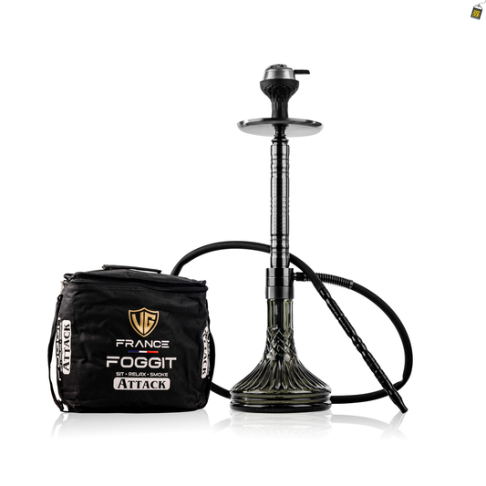 Attack Hookah with Bag - Gun Metal Stem / Emerald Green Base