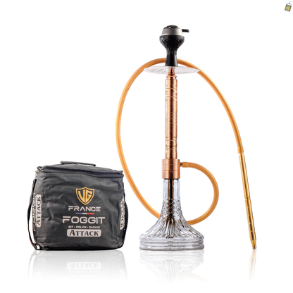 Attack Hookah with Bag - Bronze Stem / Transparent Base