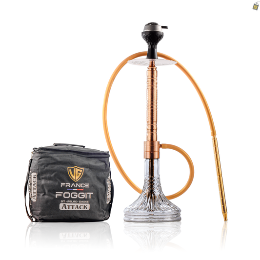 Attack Hookah with Bag - Bronze Stem / Transparent Base