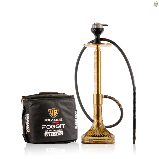 Attack Hookah with Bag - Gold Stem / Grey Base