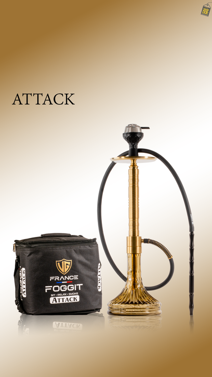 Attack Hookah with Bag - Gold Stem / Grey Base