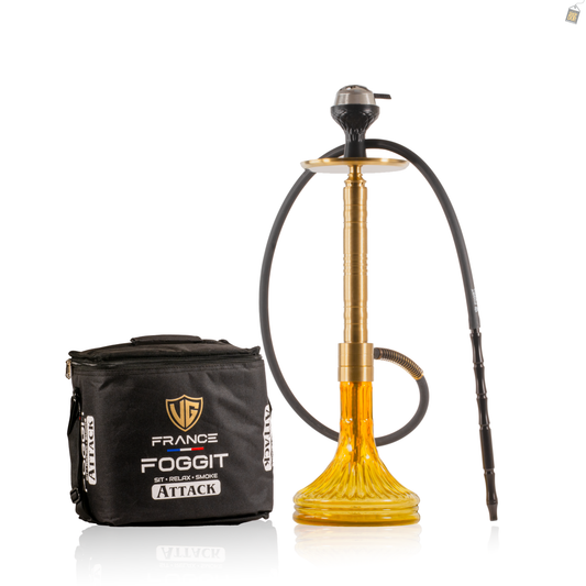 Attack Hookah with Bag - Gold Stem / Gold Base