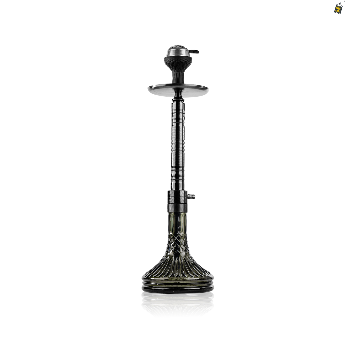 Attack Hookah with Bag - Gun Metal Stem / Emerald Green Base