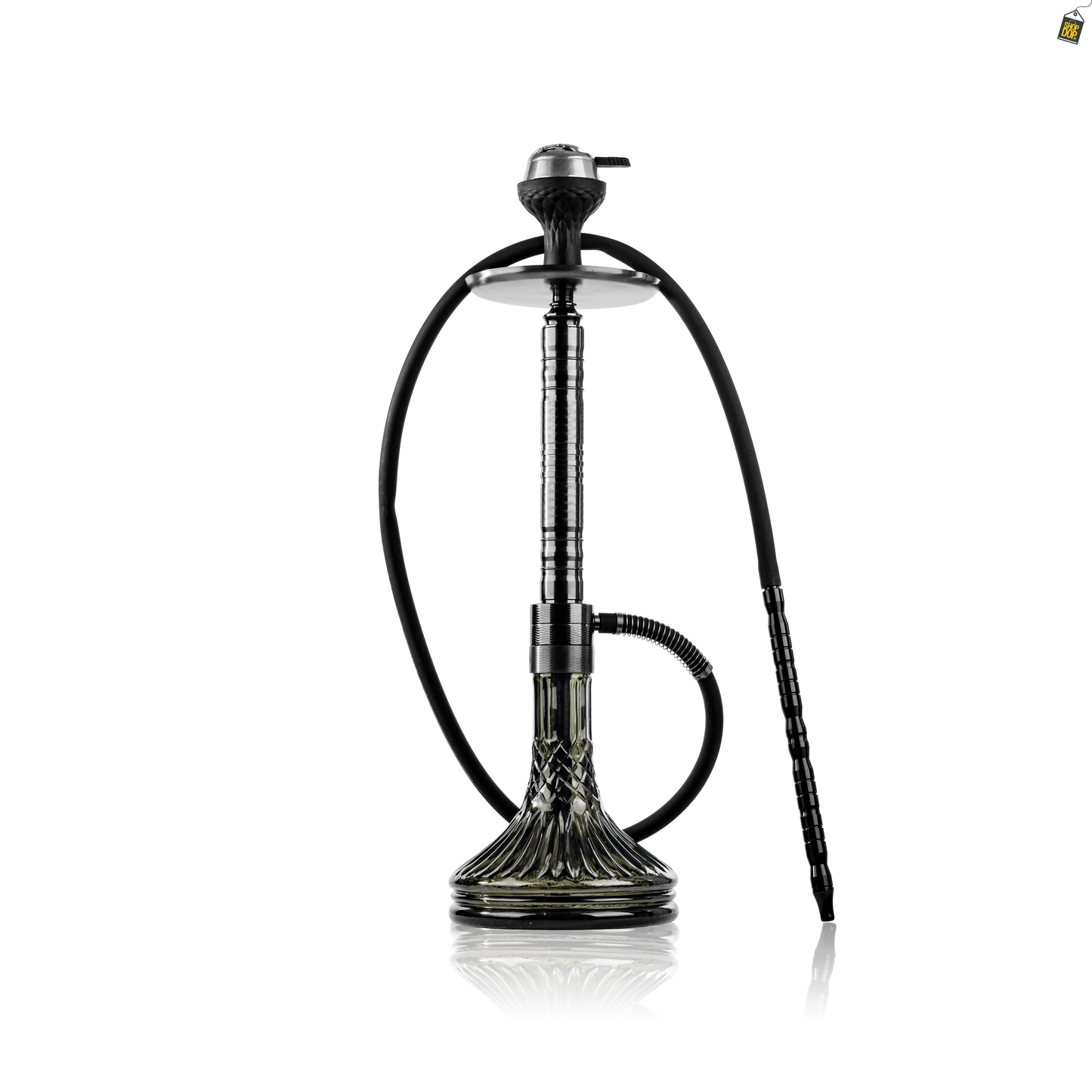 Attack Hookah with Bag - Gun Metal Stem / Emerald Green Base