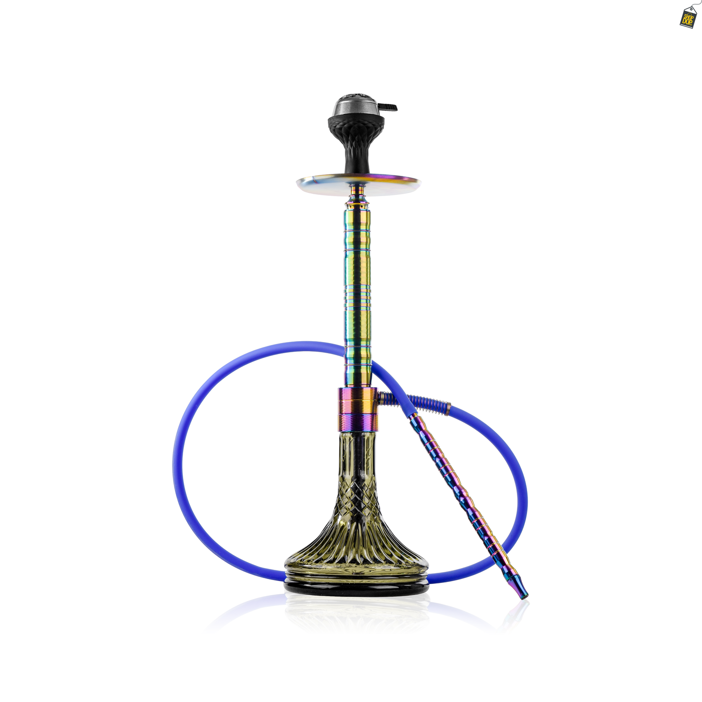 Attack Hookah with Bag -  Rainbow Stem / Green Base