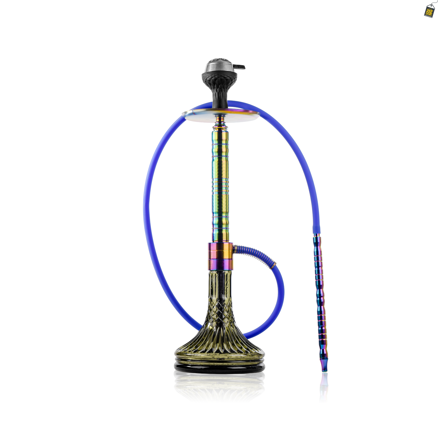 Attack Hookah with Bag -  Rainbow Stem / Green Base
