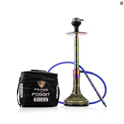 Attack Hookah with Bag -  Rainbow Stem / Green Base