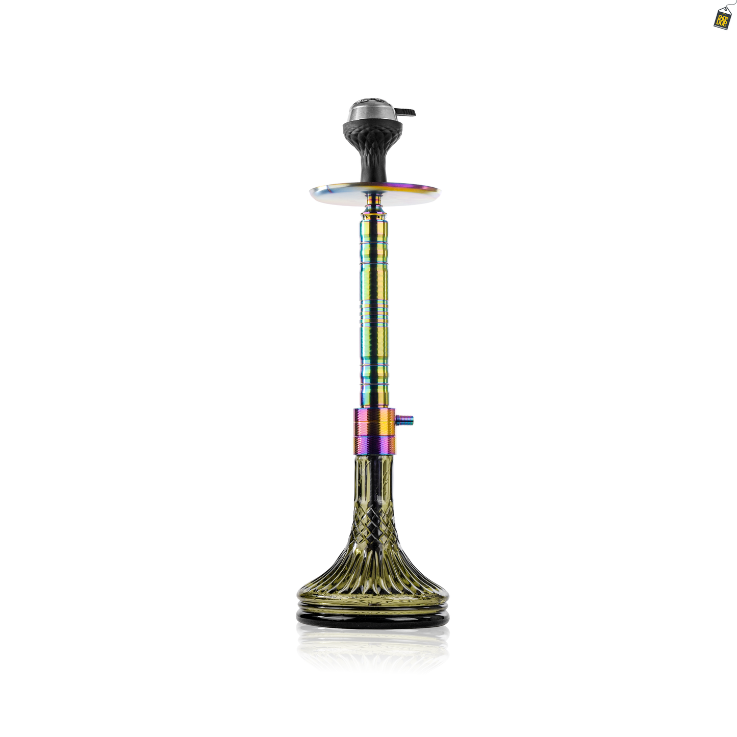 Attack Hookah with Bag -  Rainbow Stem / Green Base