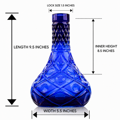 Tomb Cut Glass Hookah Replacement Base - Blue (Lock)