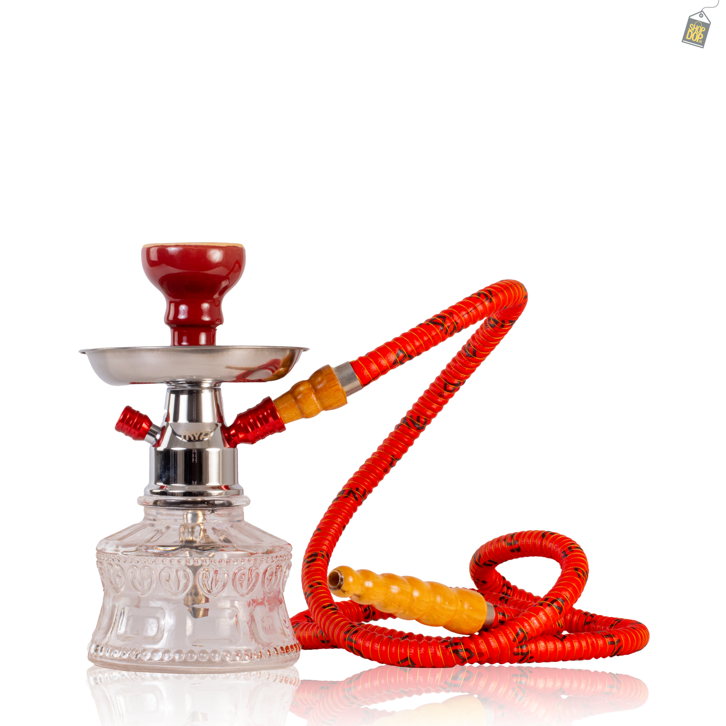 MYA Bacci Hookah - White Base / Red Stem