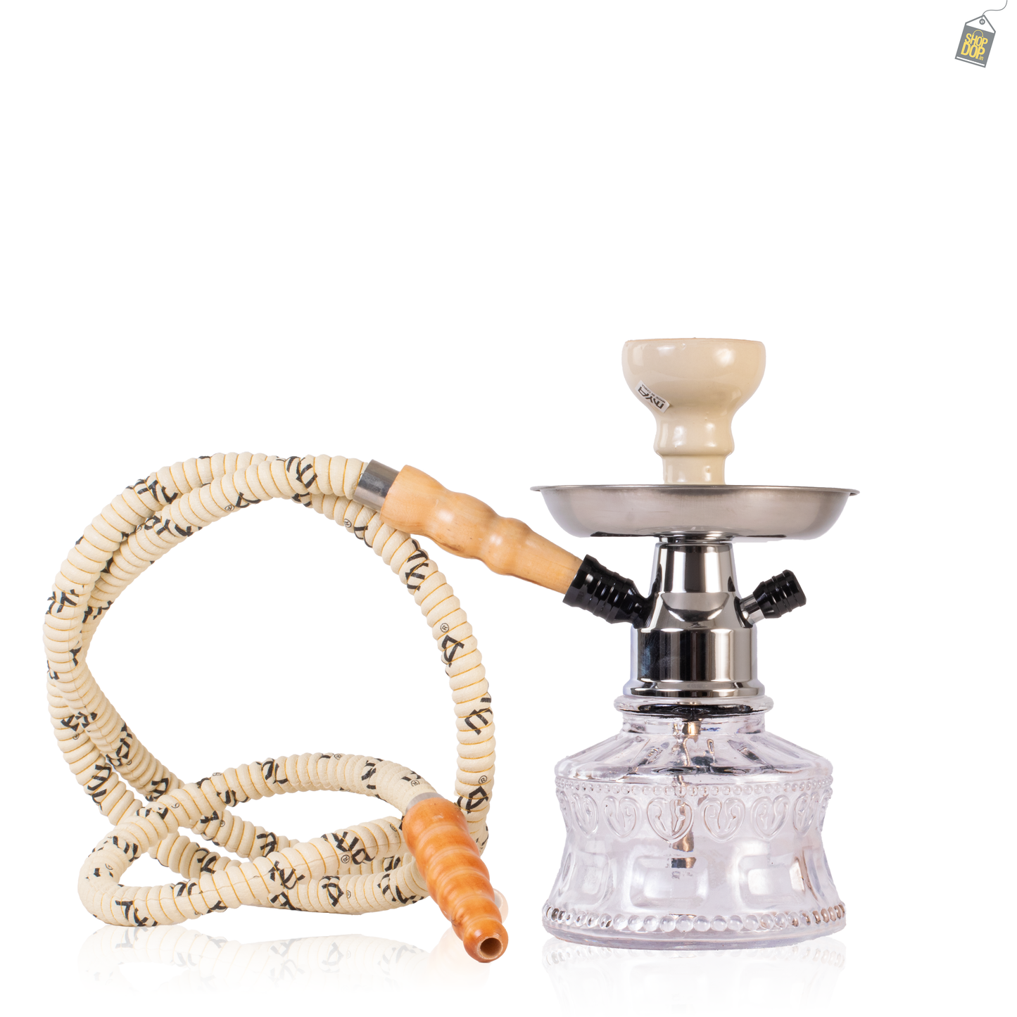 MYA Bacci Hookah - White Base / Black Stem (White Pipe)